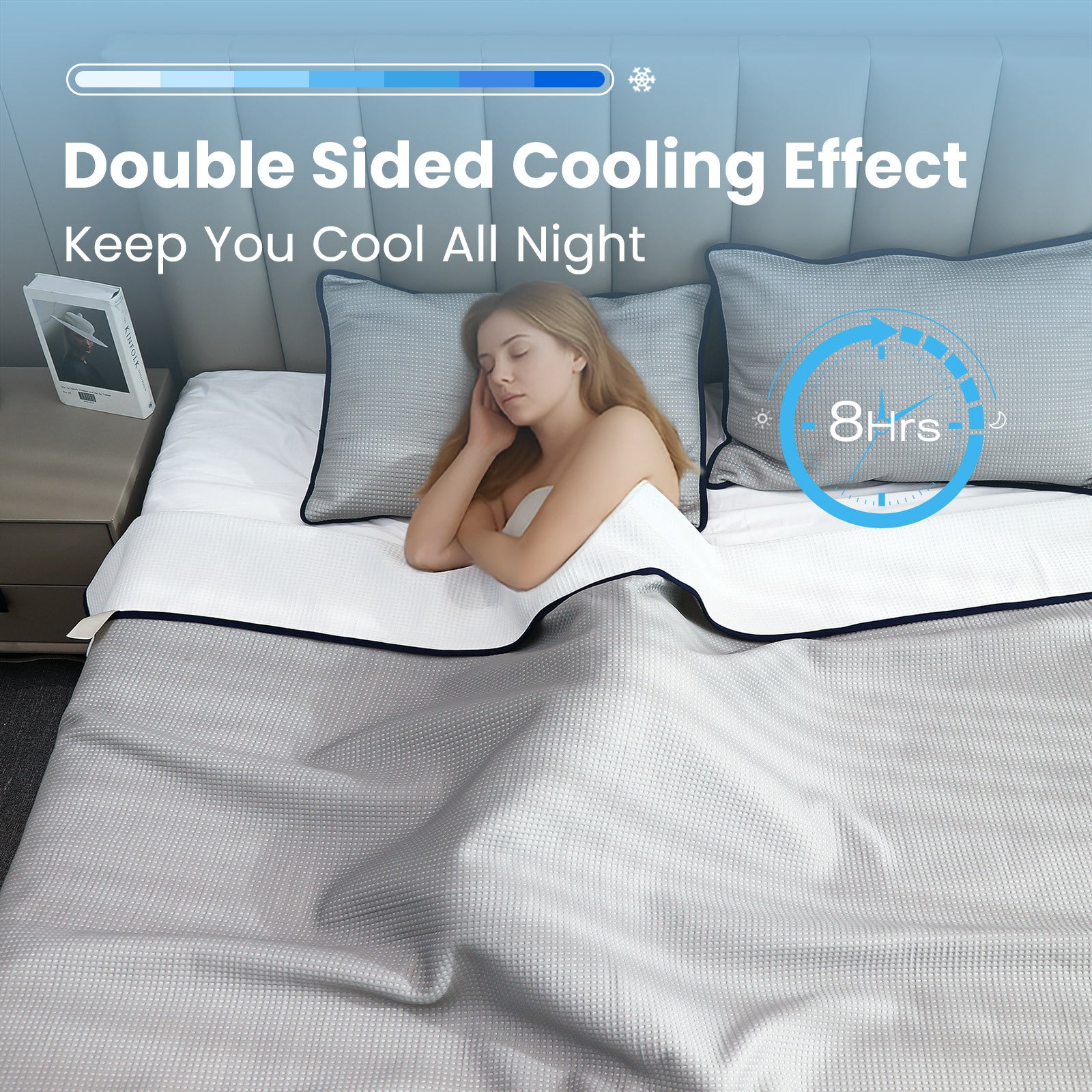 Cooling Blanket | Instant Cool-Touch Fabric | 4 Sizes | Blue & Grey - BsBuy
