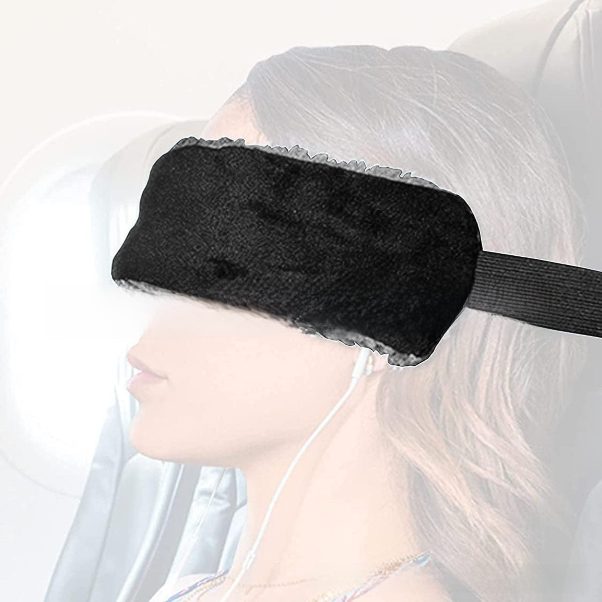 Decompression Headband – Soft Velvet Pressure Relief Eye Mask & Travel Headband | Black & Grey