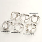 Silver-Plated Floral Adjustable Ring – Crystal Flower Statement Ring - BsBuy