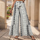 Womens Retro Floral Print Wide Leg Pants with Tie Waist