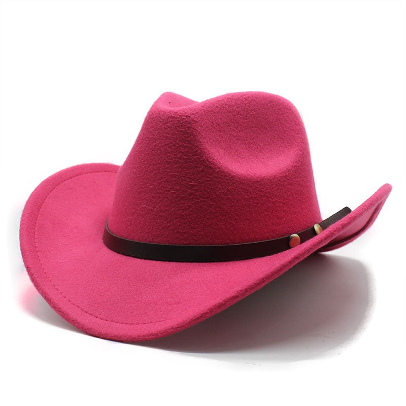 Western Wide-Brim Jazz Hat — Felt & Satin Unisex Cowboy Hat | 8 Colours | One Size
