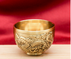Copper Wine Cup Set - Large, Medium, Small - Pure Brass Antique Stemmed Cup for Offering, Feng Shui God of Wealth, Water Cup - BsBuy