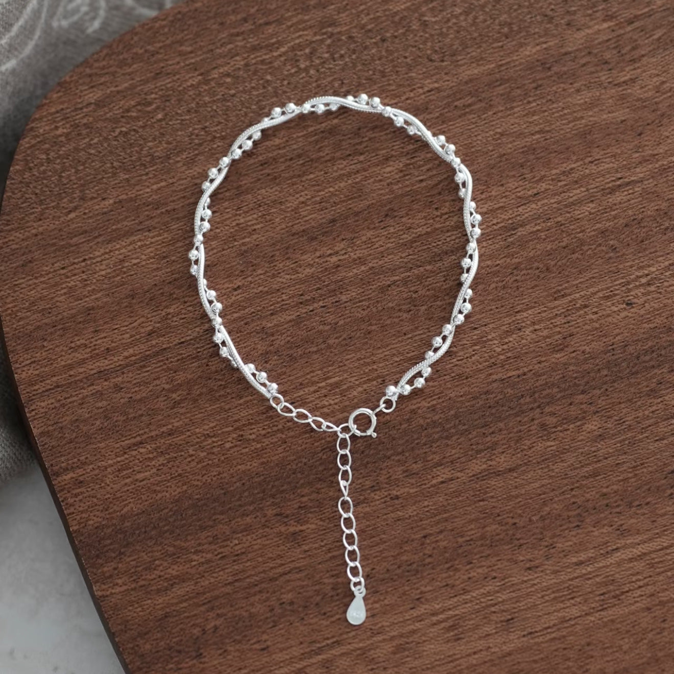 Sterling Silver Double-Layer Bead Bracelet | S925 | Korean Minimalist - BsBuy