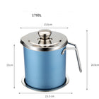 Stainless Steel Kitchen Oil Filter & Storage Pot - Blue / 1700ml