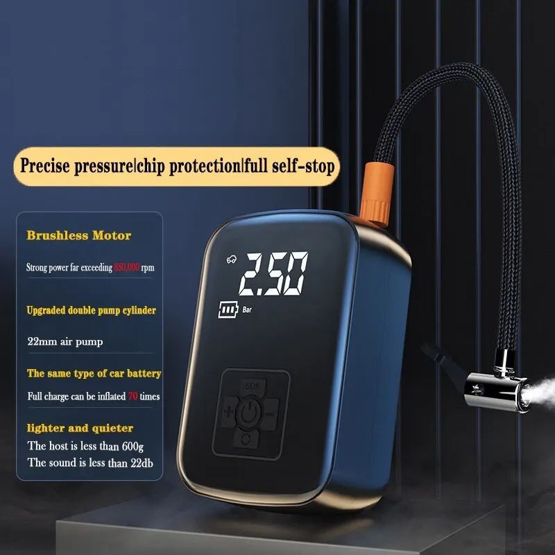 Wireless Portable Tyre Inflator – 100W Electric Air Pump with Digital Gauge & LED Light - BsBuy