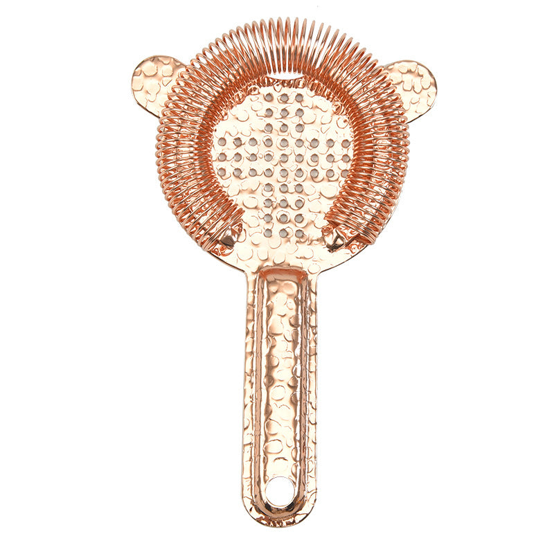 304 Stainless Steel Cocktail Ice Strainer — Spring-Loaded Cross Pattern Filter | Natural, Black, Gold & Rose Gold - BsBuy