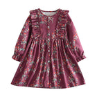 Ruffle Floral Long Sleeve Pullover Dress for Girls Casual Chic Children's Dress - BsBuy
