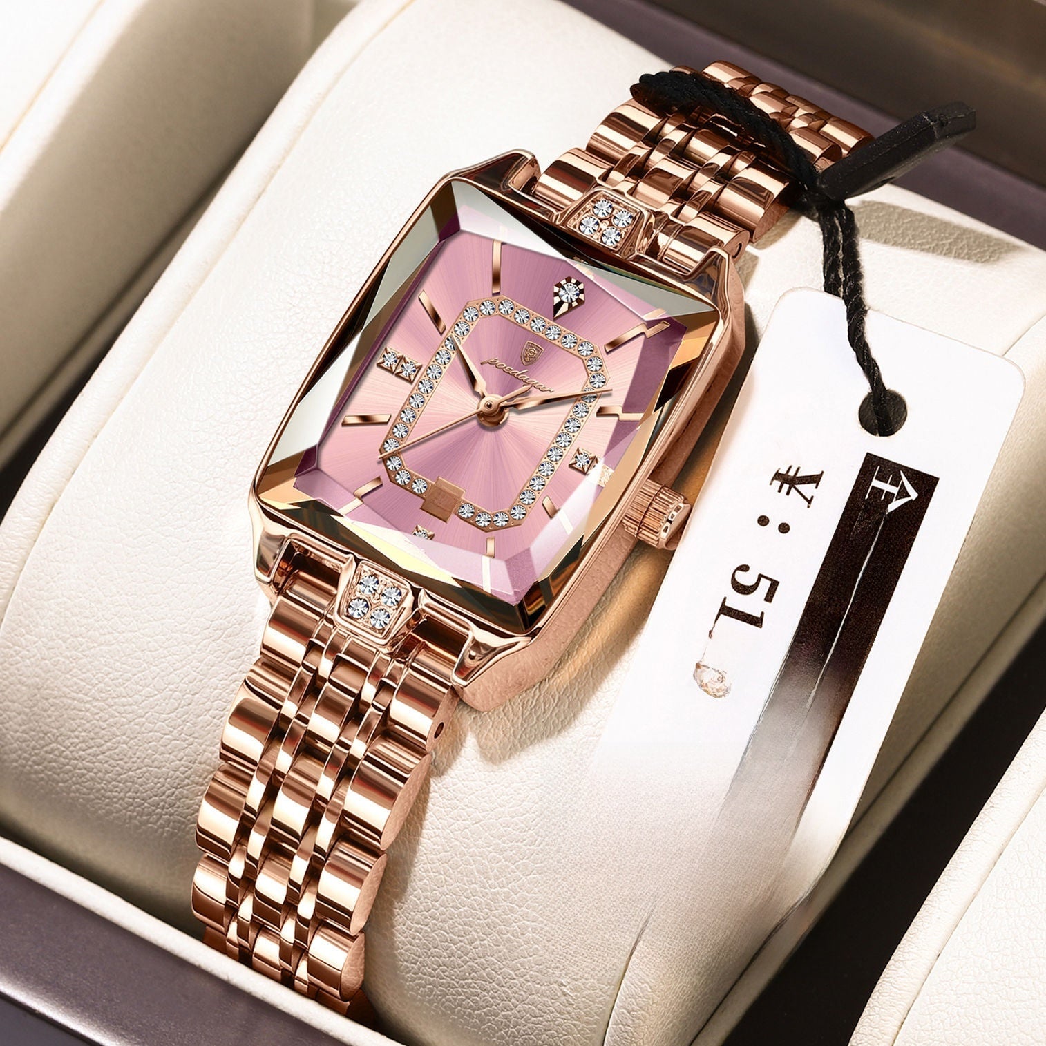 Swiss Brand Square Women's Watch Waterproof Mechanical