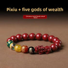 Five-Way Fortune God Cinnabar Bracelet with Beads - BsBuy