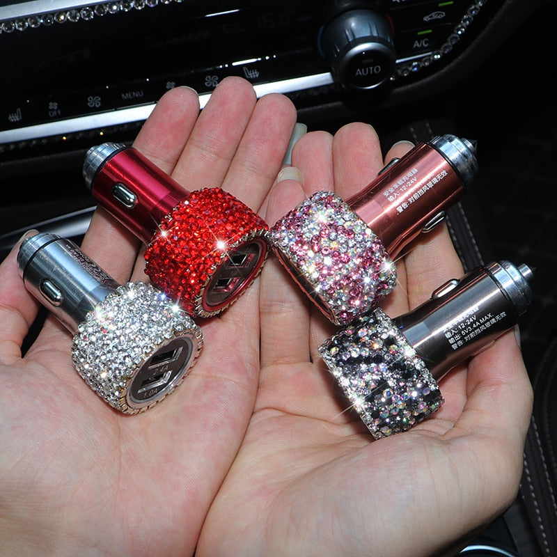 USB Car Charger For Mobile Phone Tablet GPS Fast Charger Car-Charger Dual USB Car Phone Charger Data Line Wire in Car Ornaments - BsBuy
