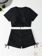 Short Sleeve High Waist Bikini Set – Elegant Separated Swimwear for Women - BsBuy