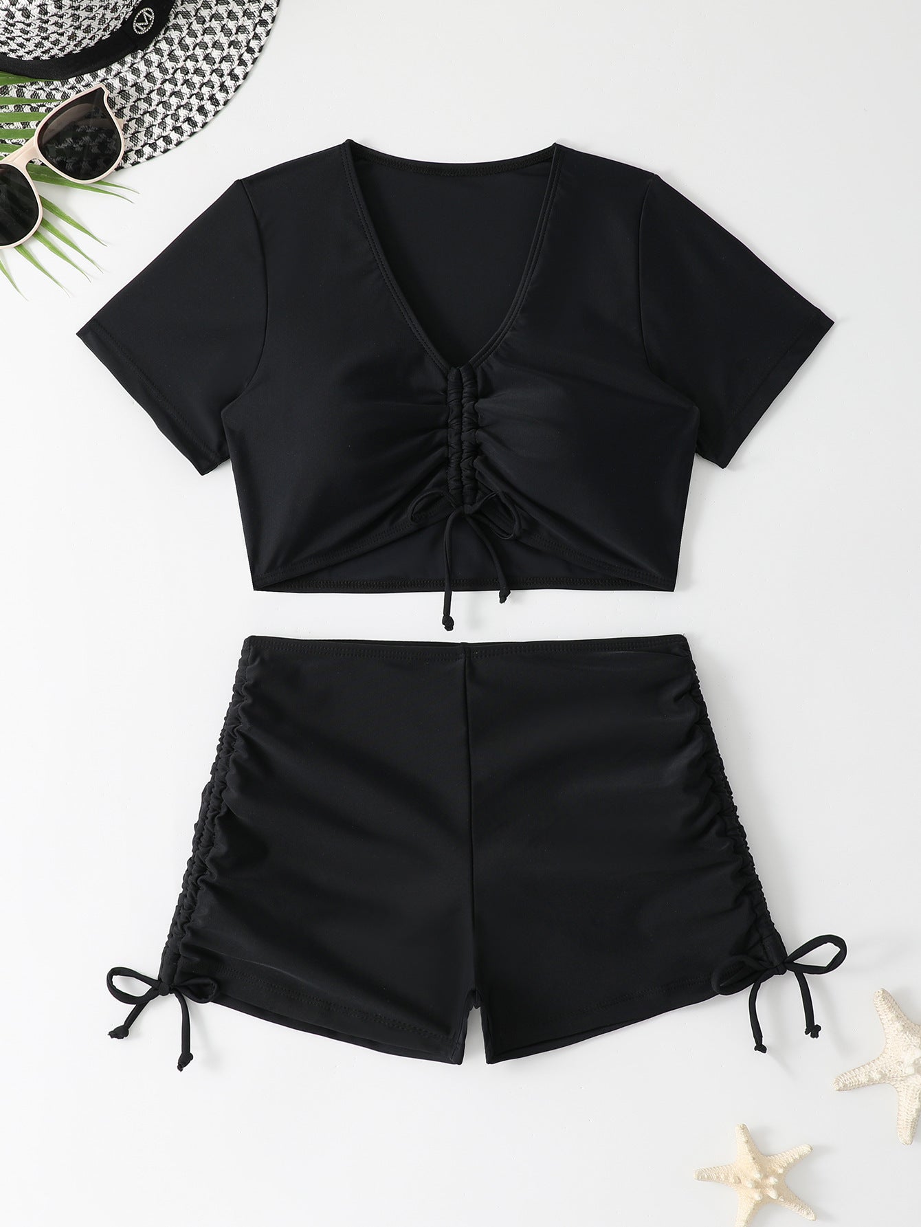 Short Sleeve High Waist Bikini Set – Elegant Separated Swimwear for Women - BsBuy