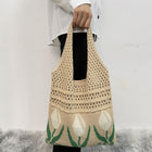 New Flower Bag Tulip Bag Retro Knitted Bag Handbag Shoulder Bag Woolen Bag for Women - BsBuy