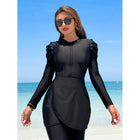 Solid color conservative one-piece swimsuit