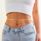 Luxe Double-Layered Waist Chain — Pearl & Geometric Sequin Body Jewellery - BsBuy