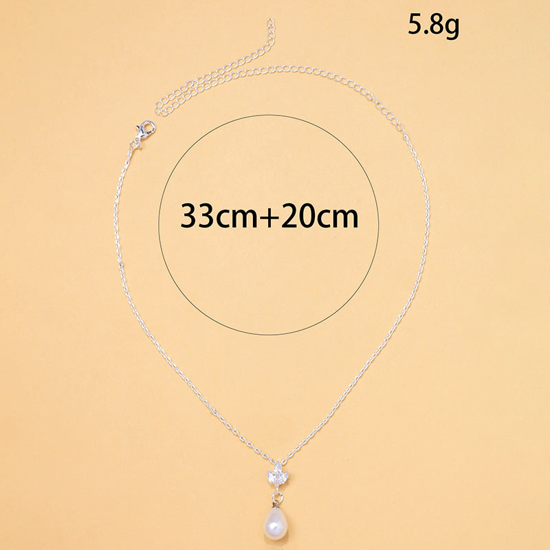 Pearl zircon collarbone chain - BsBuy