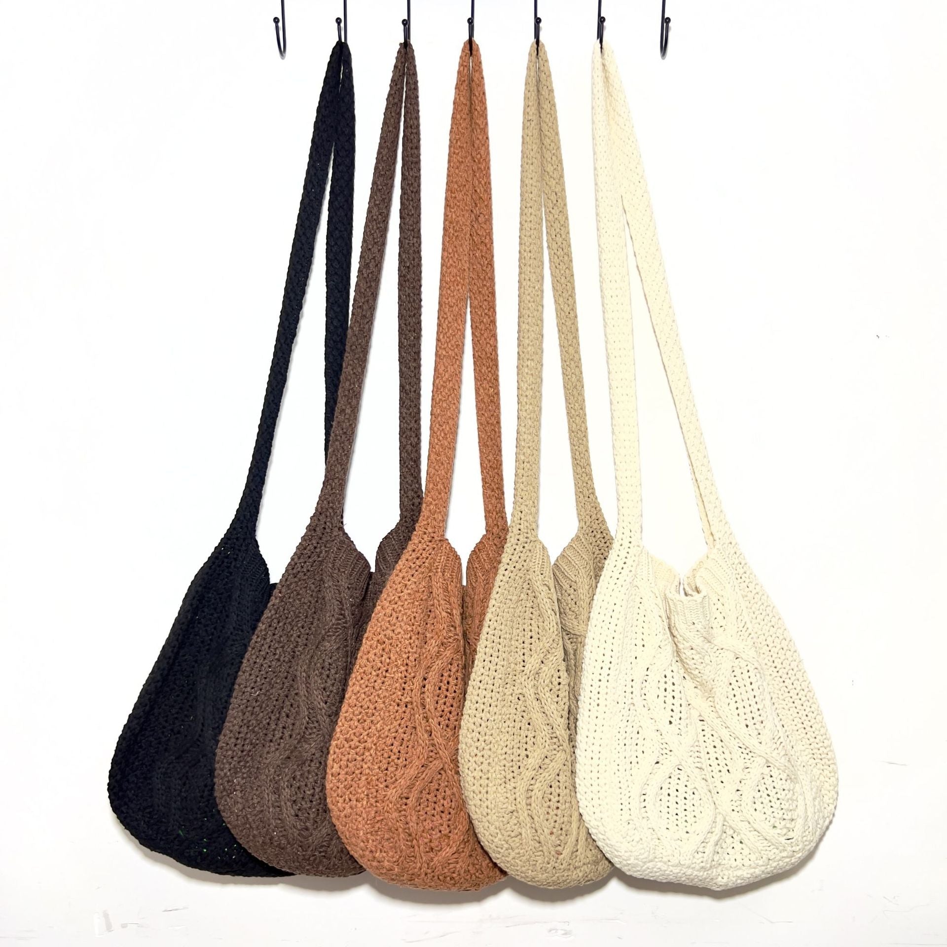 New Bag Knitted Bag Messenger Bag Solid Color Tote Bag Twist Bag Retro Bag Women's Bag Trend - BsBuy