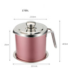 Stainless Steel Kitchen Oil Filter & Storage Pot - Red / 1700ml