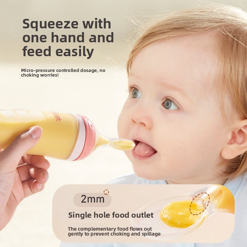 Silicone Squeeze Feeding Spoon Bottle — Food-Grade Baby Weaning Feeder from 3 Months+ - BsBuy