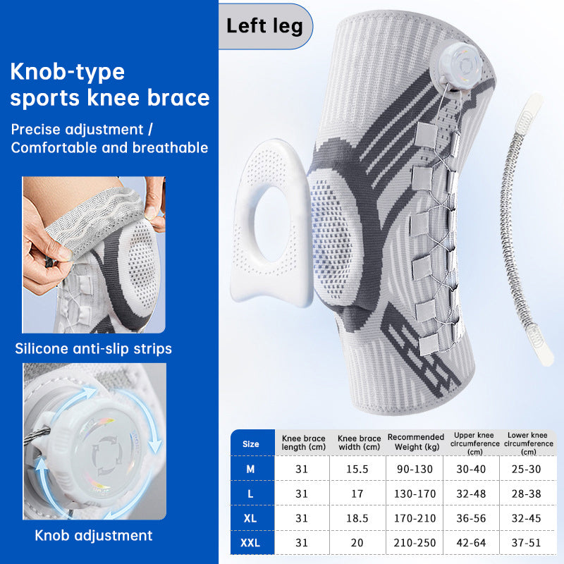 Adjustable Knob Knee Brace with Spring Support — Non-Slip Compression Sports Protector | Left & Right | M–2XL - BsBuy