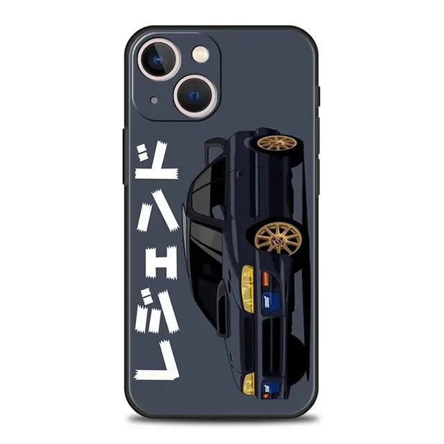Luxury Phone Case For iPhone 11 12 13 15 14 Pro Max X XR XS 7 8 Plus SE 2020 Black Soft Cover Funda JDM Tokyo Drift Sports Car - BsBuy