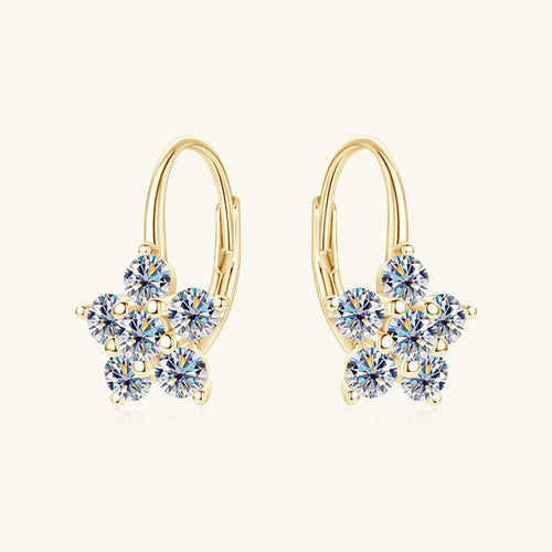 1.2 Carat Moissanite Flower Huggie Earrings — S925 Sterling Silver | D Colour VVS1 Clarity - BsBuy