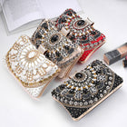 Cross-Mirror New Bead Embroidered Evening Bag, Hand-Beaded Women's Hand-Held Wedding Bag, Diamond-Encrusted Banquet Rhinestone Evening Bag - BsBuy