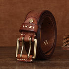 Retro Genuine Leather Belt – Top-Layer Cowhide with Copper Pin Buckle | Black, Brown & Khaki | 105–125cm - BsBuy
