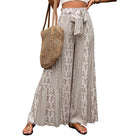 Womens Retro Floral Print Wide Leg Pants with Tie Waist