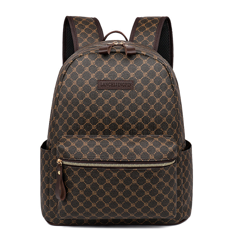 Checkerboard Fashion Backpack – Laptop Bag for School, Travel & Daily Use - BsBuy