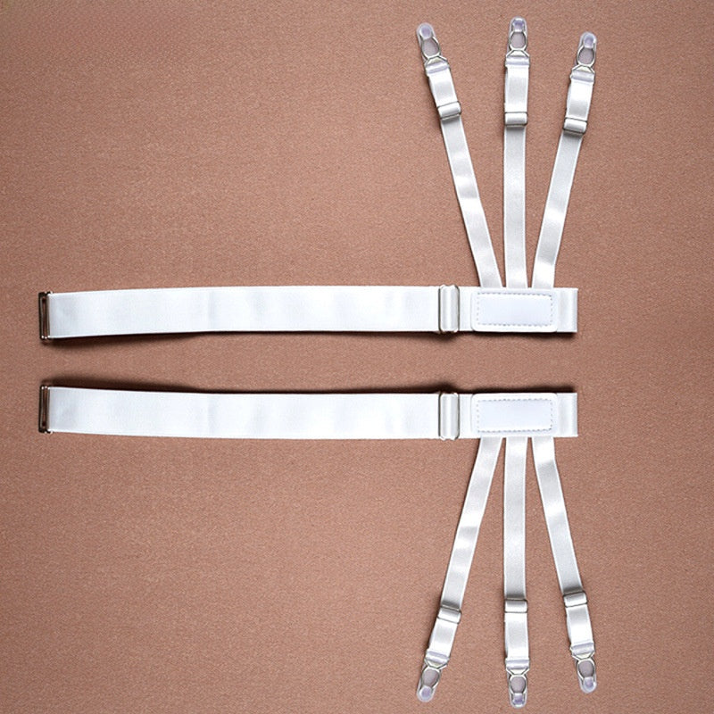 Adjustable Shirt Garter & Anti-Slip Clips | Men & Women | 6-Clip Set - BsBuy