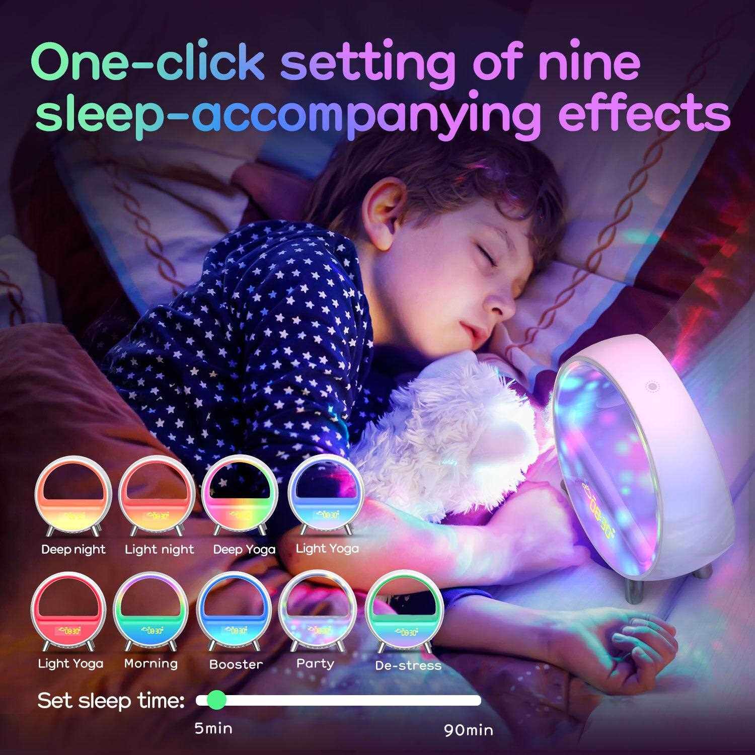 Smart LED Sunrise Wake-Up Light with Bluetooth Speaker & Wireless Charging - BsBuy
