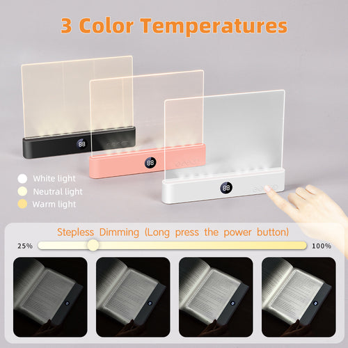 1200mAh battery + 3 color temperatures + brightness adjustment + timer off LED Reading Light  USB Powered Night Light - BsBuy