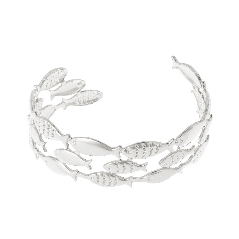 Fish Scale Patchwork Metal Bracelet – Statement Jewellery - BsBuy