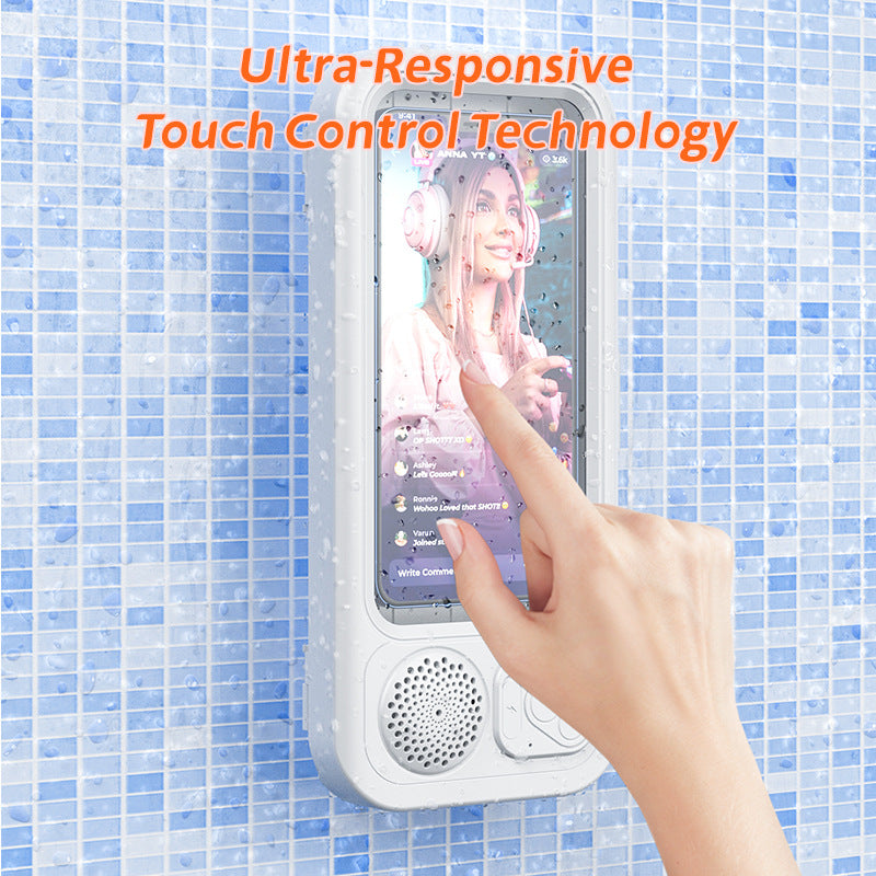 Bathroom Waterproof Phone Case with Bluetooth Speaker Stand and Touch Screen Phone Holder for Shower - BsBuy