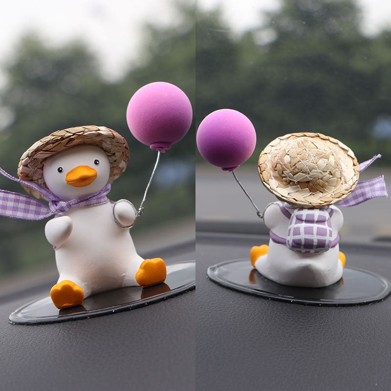 Straw Hat Glasses Duck Car Ornaments Straw Hat Local Tyrant Duck Car Ornaments Creative Straw Hat Swing Duck Car Pendant - BsBuy