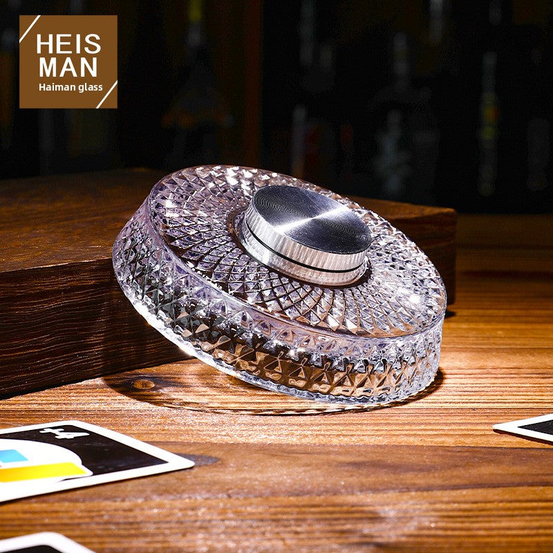 Crystal Base Rotating Whiskey Glass - BsBuy