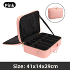 Portable Multi-Layer Cosmetic & Tool Organiser Bag – PVC Leather Travel Beauty Case | Pink & Black