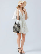 Women's Woven Bucket Bag – Hollow Wooden Bead Shoulder Bag - BsBuy