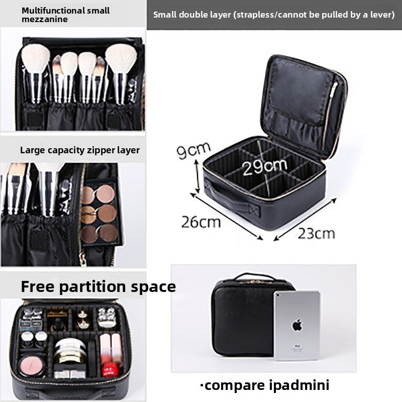 Portable Multi-Layer Cosmetic & Tool Organiser Bag – PVC Leather Travel Beauty Case | Pink & Black