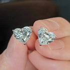 BsBuy S925 Sterling Silver Heart Earrings | High-Carbon Stone or Moissanite | 0.5ct & 1ct