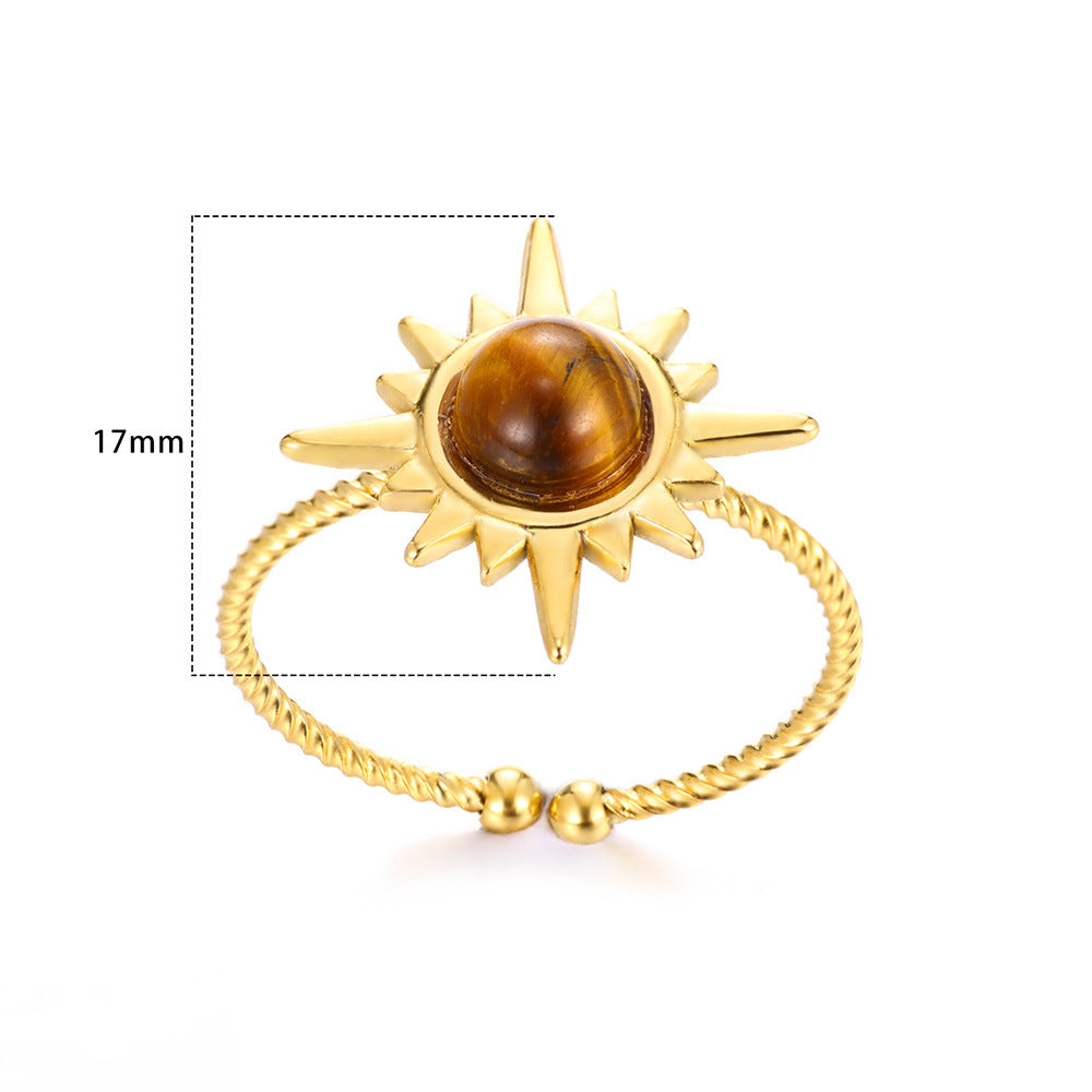 Bohemian Sun Star Adjustable Stainless Steel Ring - BsBuy