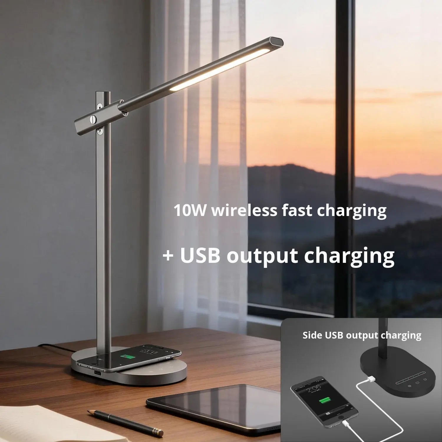 LED Desk Lamp with Wireless Charging | 5 Colour Temperatures | DS508W - BsBuy