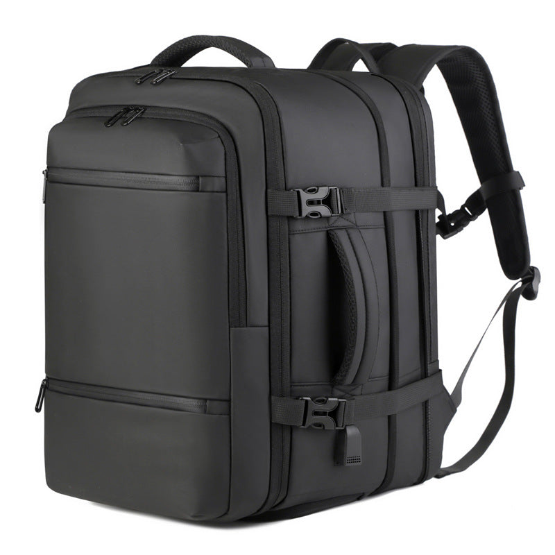 Men’s Leather Business Laptop Backpack – Premium Expandable 36–55L - BsBuy