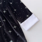 Clothing  Elegant Velvet Long Sleeve Dress with Glitter Star Print, Turn-Down Collar Princess Cut, Children's Formal Dress - BsBuy