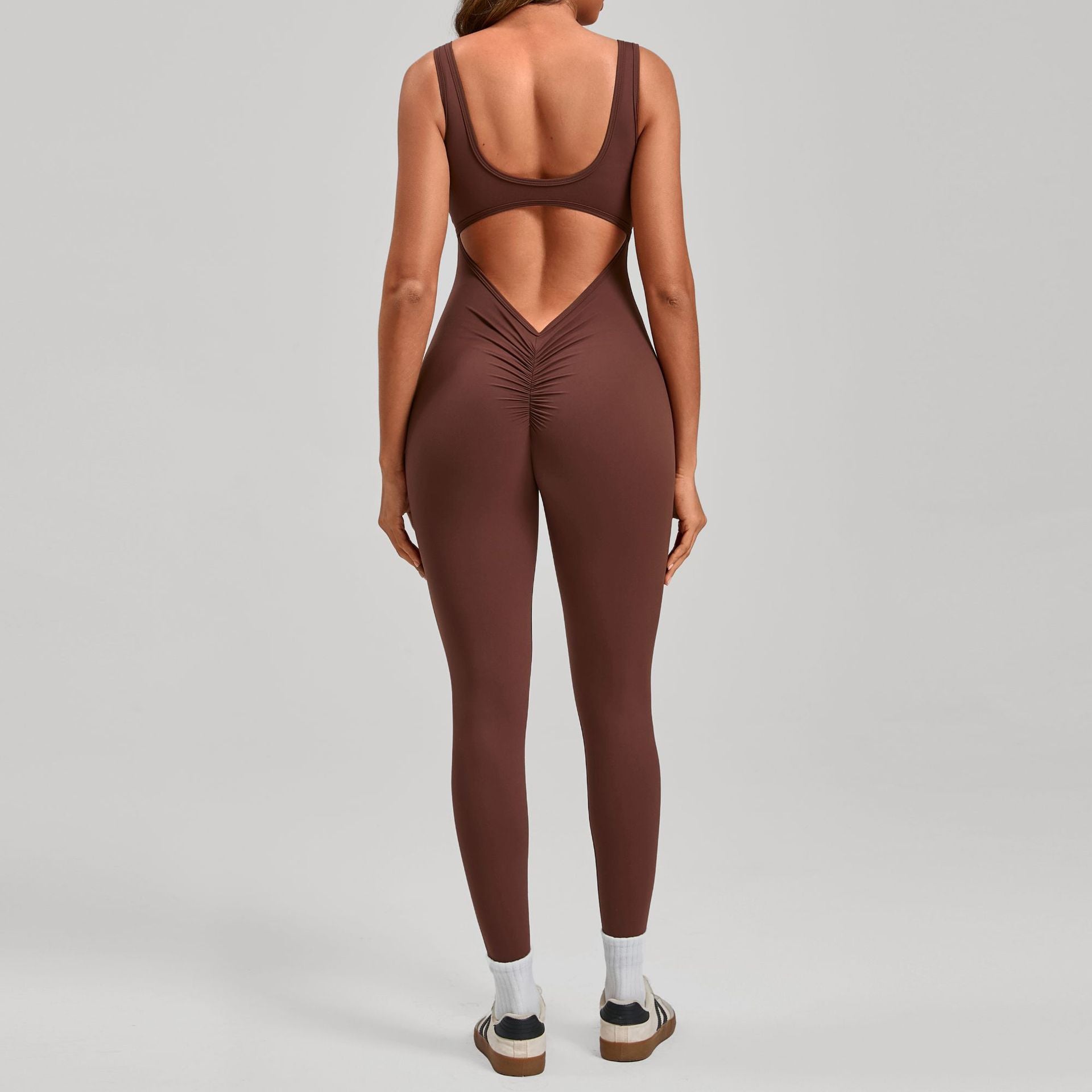 One-Piece Fitness Suit — Backless V-Neck Yoga & Gym Bodysuit - BsBuy
