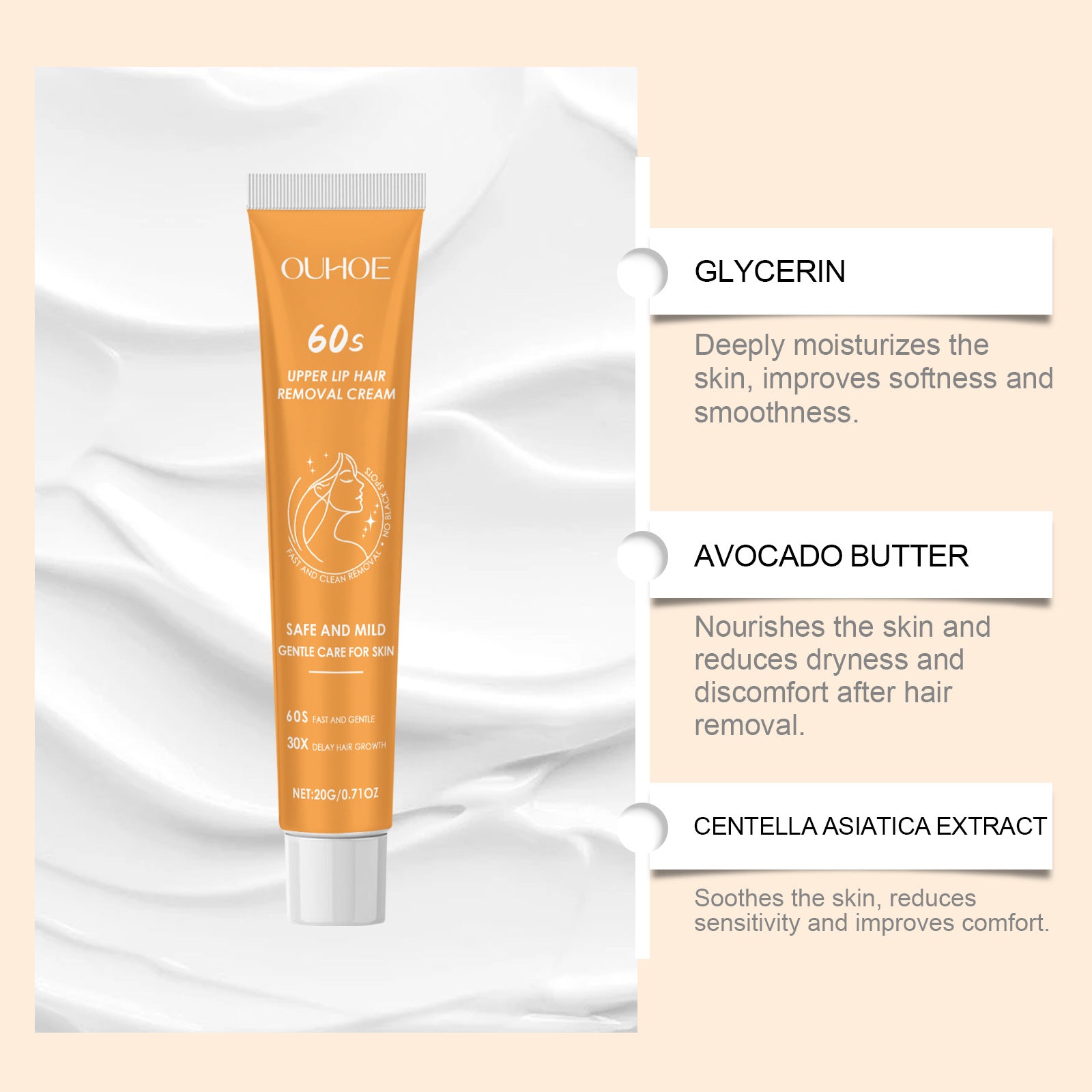 Gentle Hair Removal Cream – Face & Full Body Depilatory - BsBuy