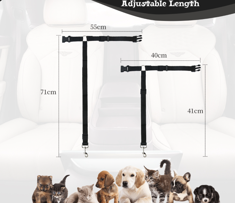 Pet Car Safety Belt & Dog Rear Seat Harness – Adjustable Nylon Lead - BsBuy