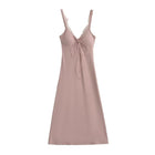 Long dress with bra pads lace trim and straps - BsBuy
