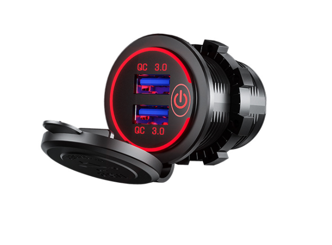 36W QC 3.0 Touch Switch Waterproof Universal Motorcycle Car Truck Boat Dual USB Charger Socket For Phone Tablet Camera GPS DVR - BsBuy